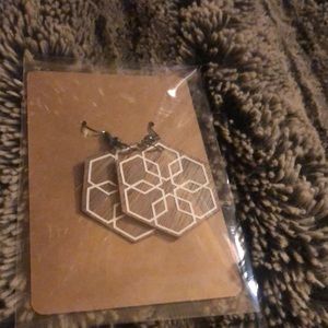 Homemade wooden earrings in white